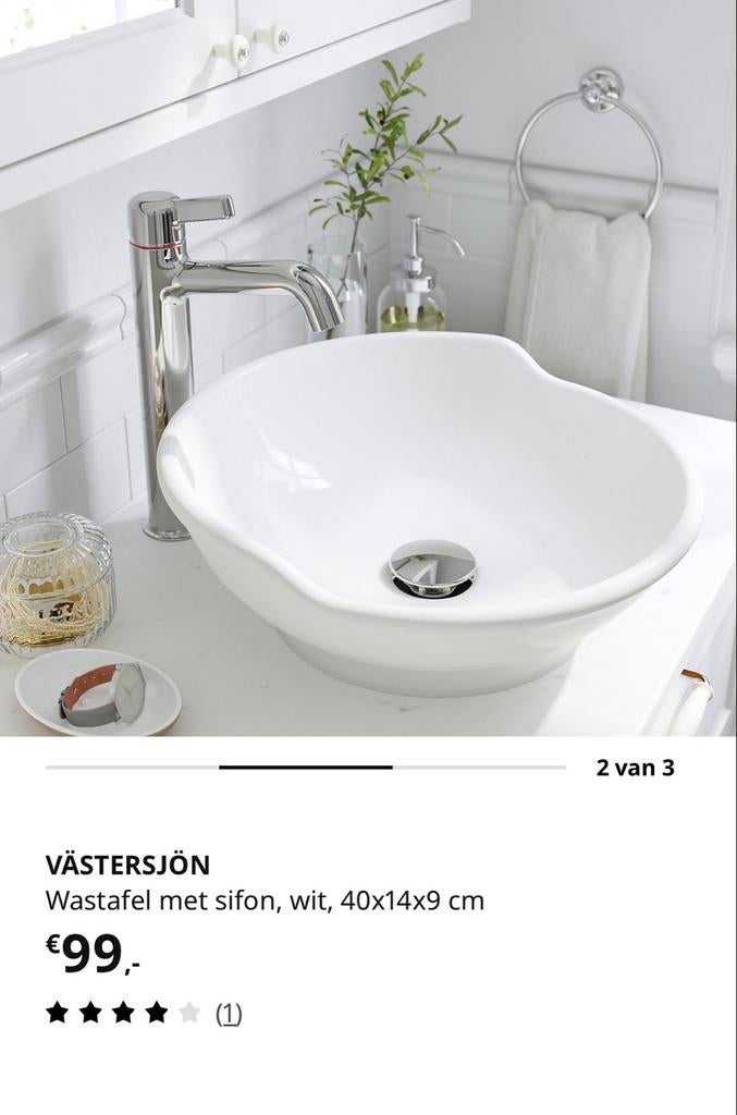 Nieuwe IKEA VÄSTERSJÖN wastafel, Minder dan 50 cm, Nieuw, Ophalen of Verzenden, Minder dan 25 cm