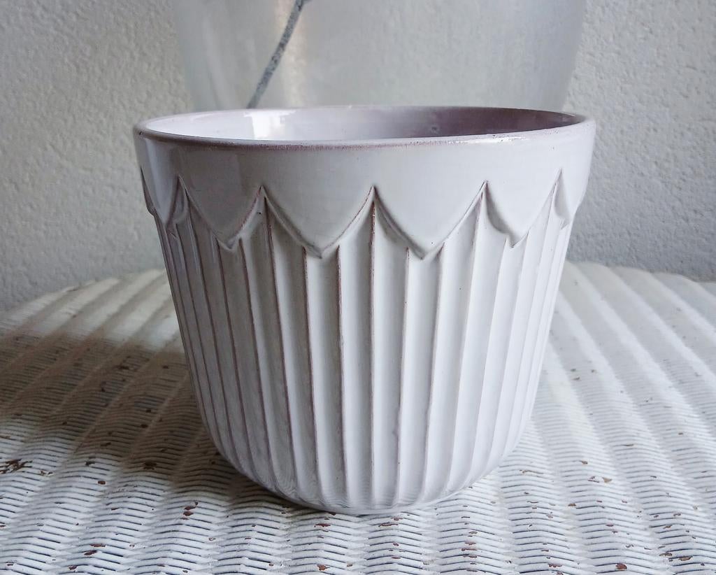 vintage Erica bloempot met geschulpte rand, Ophalen of Verzenden