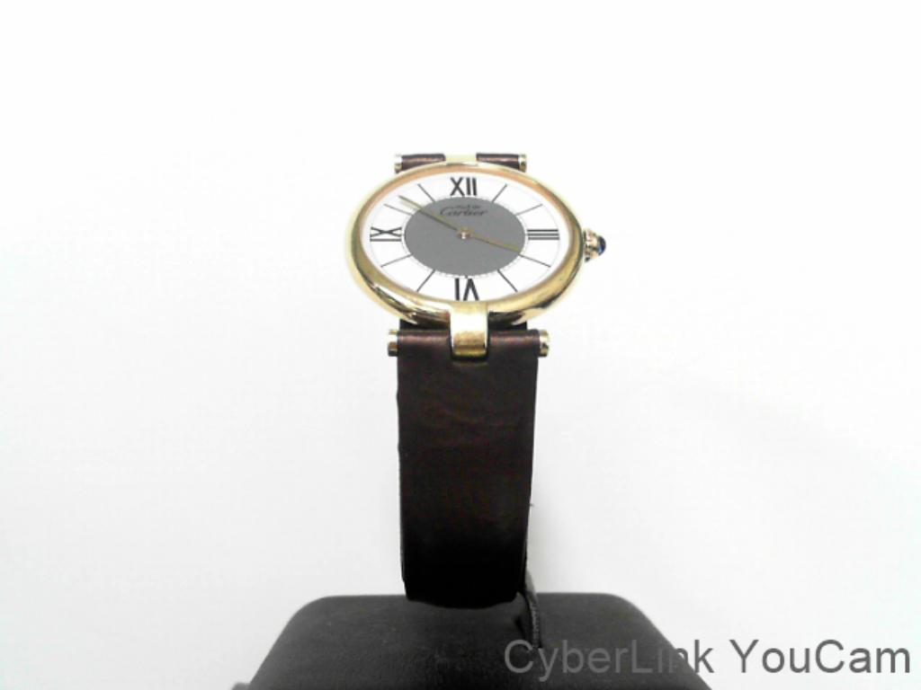 14961 Cartier Vermeil Must Ref:590003 Dames Horloge, Leer, Polshorloge, Ophalen of Verzenden, Zo goed als nieuw