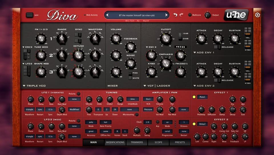 U-he Diva V1.4.5, WIN, OSX, LINUX, AU,VST,VST3,AAX - Digital, Computers en Software, Audio-software, MacOS, Windows, Linux, Verzenden