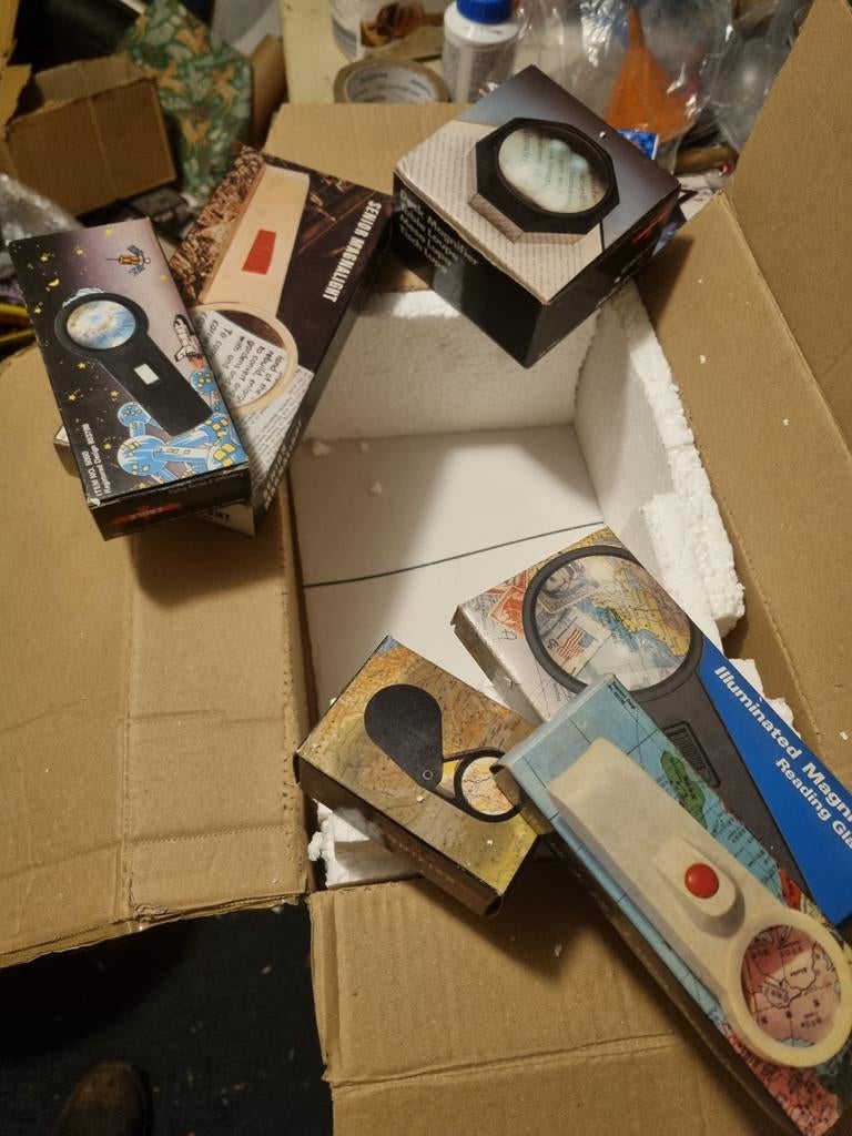 Retro loep /loepen  doosje vol, Hobby en Vrije tijd, Vergrootglazen, Loepen en Loeplampen, Nieuw, Vergrootglas of Loep, Ophalen of Verzenden