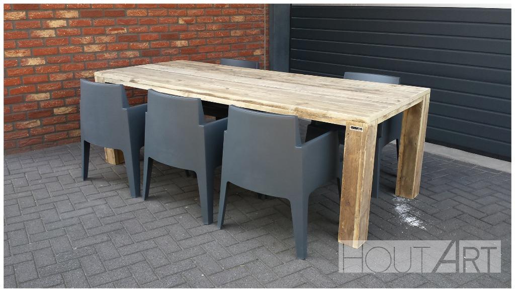 Tafel / tuintafel steigerhout hoekpoten XXL