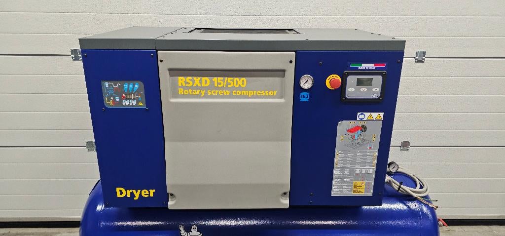 Michelin 15 PK 500 Liter Schroefcompressor Met Droger, Ophalen, 800 liter/min of meer, Zo goed als nieuw, Geluidgedempt