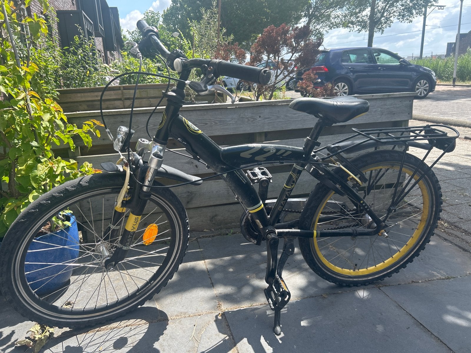Zwarte jongens fiets 22 inch, Overige merken, Gebruikt, Velgrem, Versnellingen
