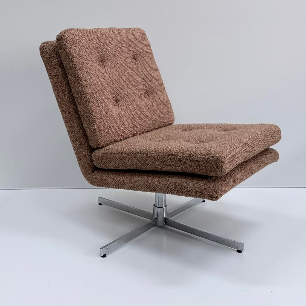 Retro draai fauteuil, Ophalen, 75 tot 100 cm, Zo goed als nieuw, Stof