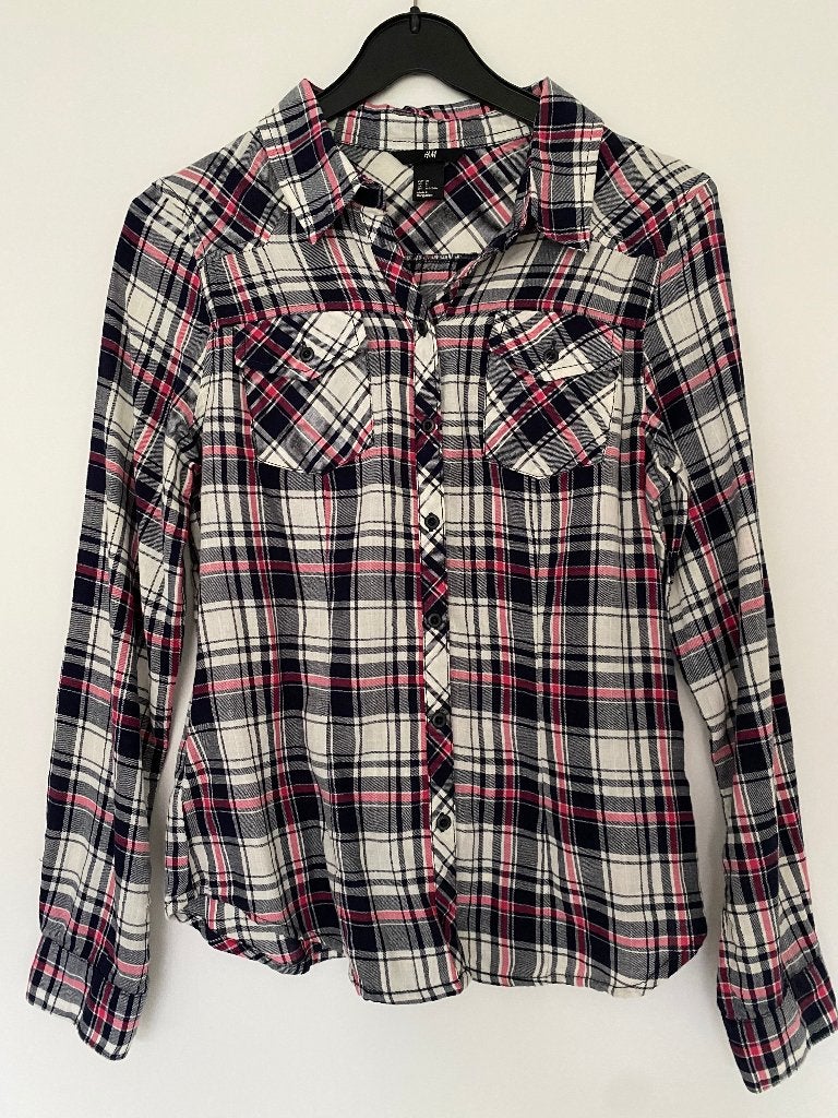 Nieuwe geruite katoenen blouse lange mouw - Maat 36, Kleding | Dames, H&M, Meerkleurig, Nieuw, Ophalen of Verzenden