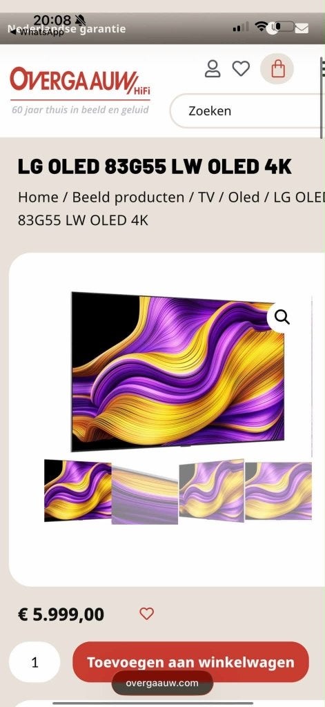 LG OLED83G55LW 83-inch LG OLED G5, Ophalen, Nieuw, 100 cm of meer, 4k (UHD)