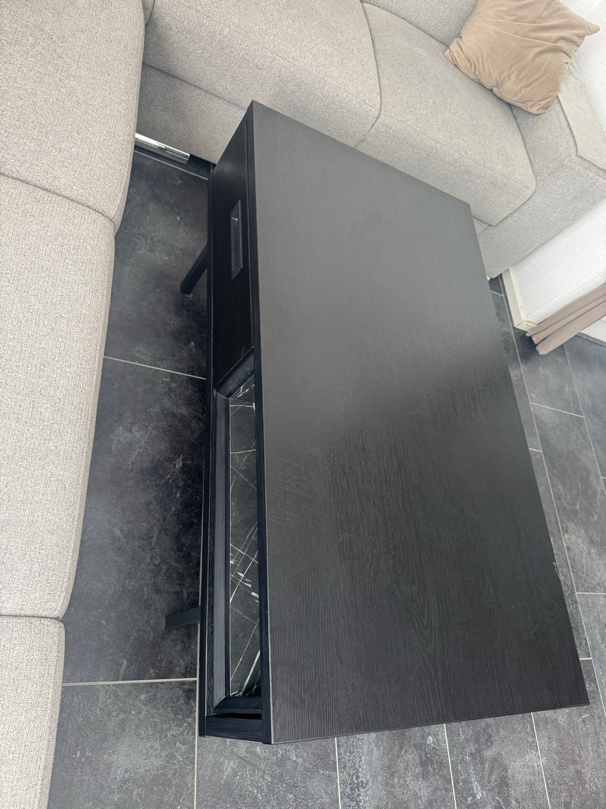 Zwarte Woonkamertafel met Opbergruimte, Huis en Inrichting, Ophalen, Gebruikt, 100 tot 150 cm, 50 tot 100 cm