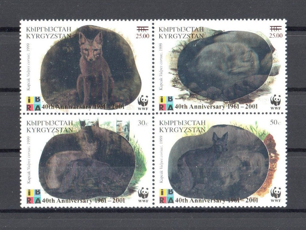WWF set postzegels v/d Steppenvos, Hologram (40 jaar WWF), Ophalen of Verzenden, Postfris, Dier of Natuur
