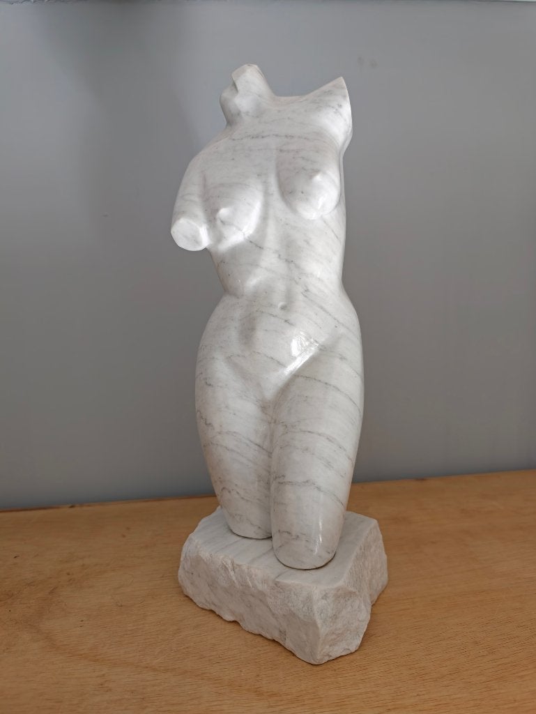Marmeren torso beeld zeer fraai, Ophalen, 20 - 50 cm, Handgemaakt, Beeld