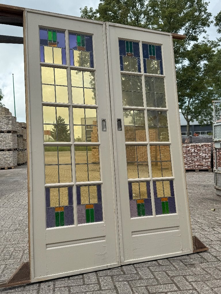 Set schuif / en-suite deuren met glas in lood 215x142cm, Ophalen