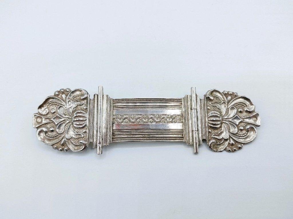 Zilveren bijbelslot broche, J. Kooiman, Schoonhoven, 1866, Verzenden, Zilver, Ring