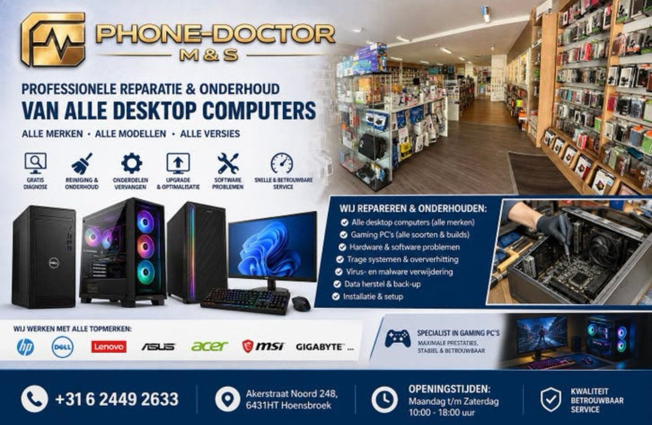 COMPUTER REPARATIE, Ophalen of Verzenden, Zo goed als nieuw, 6431ht, Phone Doctor M&S