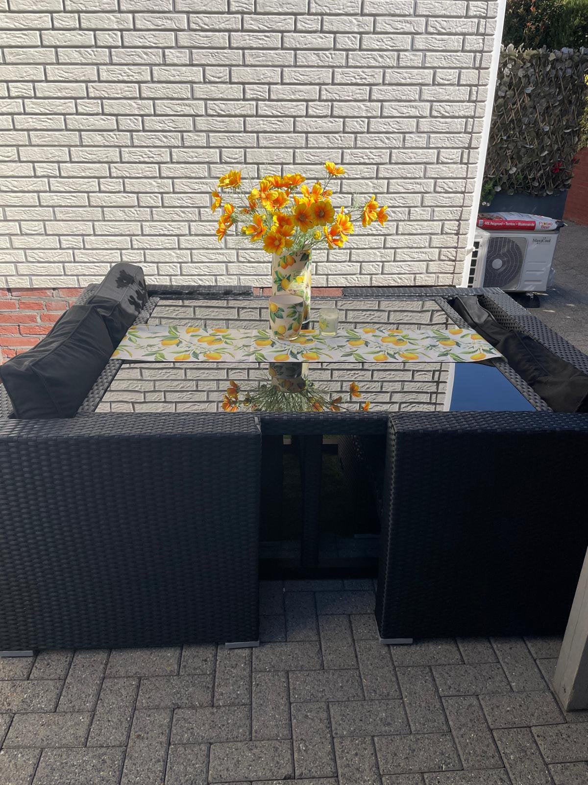 tuinset zwart, merk monza, Ophalen, Overige materialen, 6 zitplaatsen, Zo goed als nieuw
