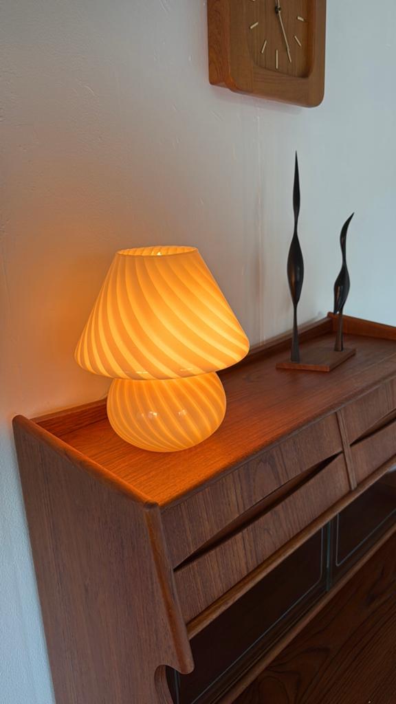 Vintage Murano glazen swirl mushroomlamp ‘60, Ophalen of Verzenden, Zo goed als nieuw, Glas