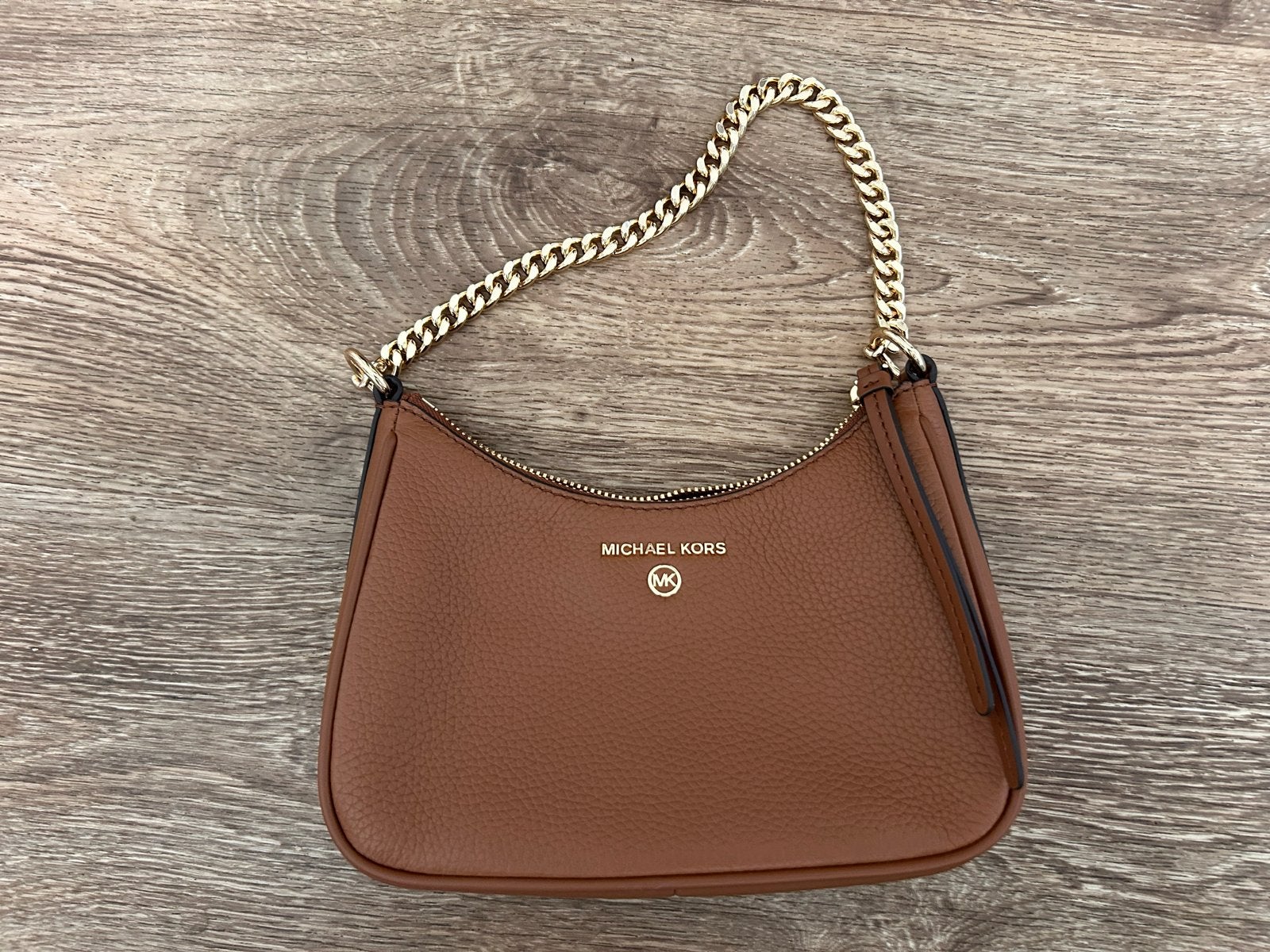 MICHAEL Michael Kors JET SET CHARMCHAIN POUCHETTE Handtas, Ophalen of Verzenden, Zo goed als nieuw, Bruin, Handtas