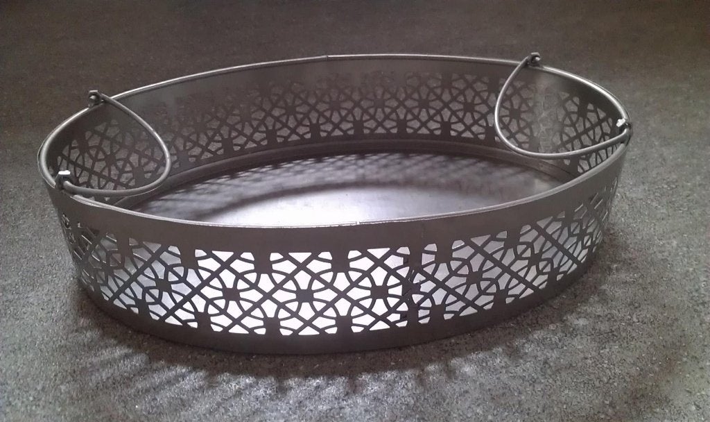 Ovale RVS dienschaal. 32 cm. x 22 cm., Ophalen of Verzenden, Nieuw, Ovaal, Hout