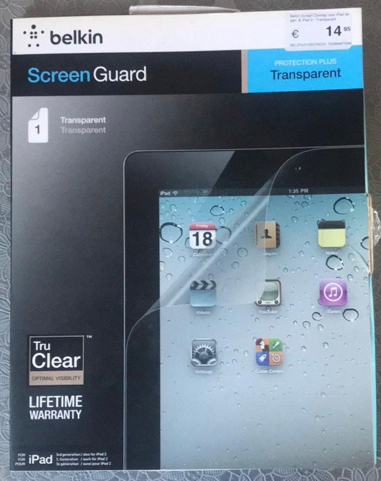 Belkin screenprotector ipad 2/3 gen, Computers en Software, Apple iPads, Ophalen of Verzenden, Zo goed als nieuw