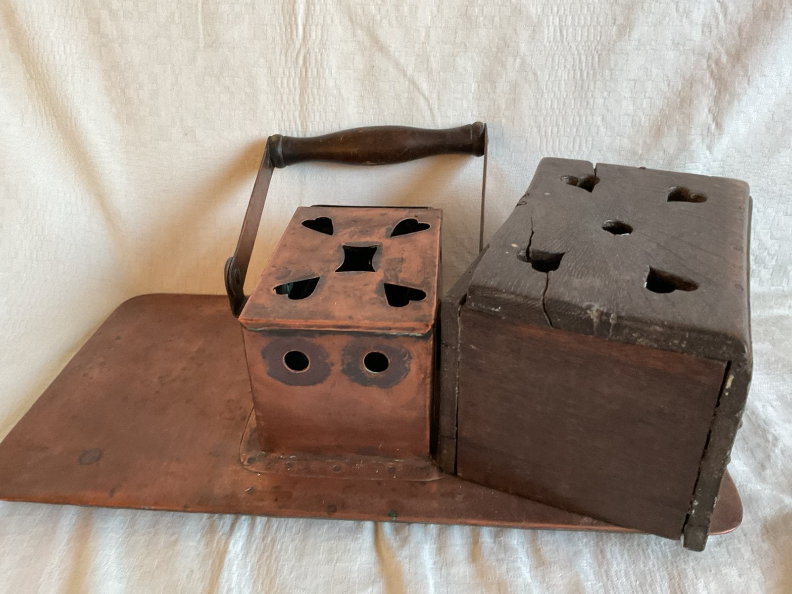Antieke stoof koetsstoof koper hout, Antiek en Kunst, Ophalen of Verzenden