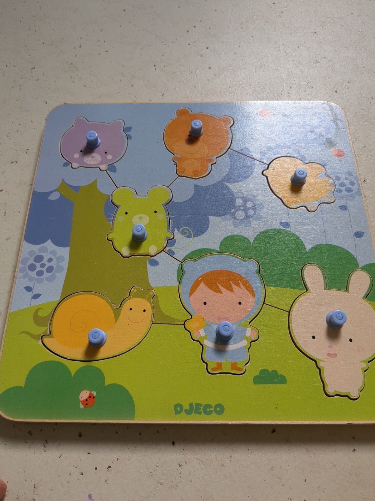 Djeco Houten Dieren Puzzel voor Kinderen, Ophalen of Verzenden, Gebruikt, Overige typen