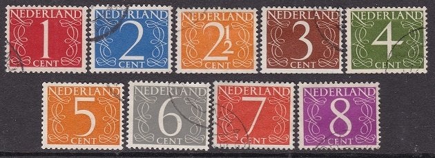 726 - Nederland nvph 460/468 gestempeld , type Van Krimpen, Postzegels en Munten, Postzegels | Nederland, Verzenden, Na 1940, Gestempeld