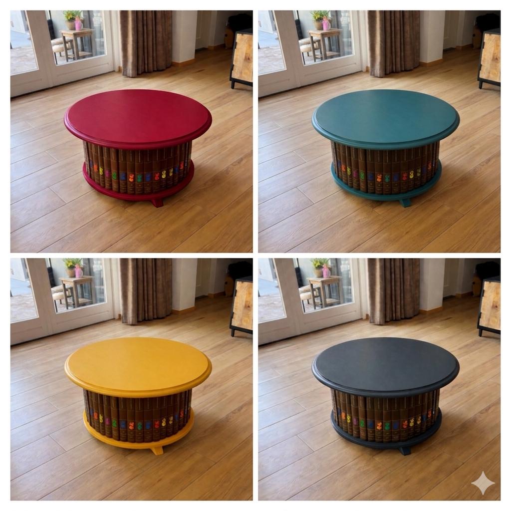 Design salontafel - table of wisdom - boeken, Ophalen, 50 tot 100 cm, Rond, 50 tot 100 cm
