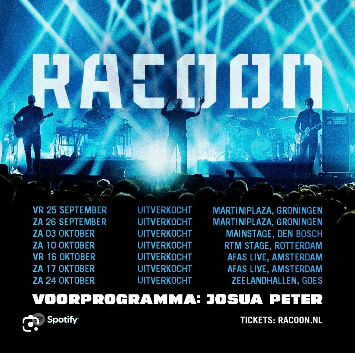 2x kaartjes Racoon te koop zaterdag 17 okt, Tickets en Kaartjes, Twee personen, Oktober
