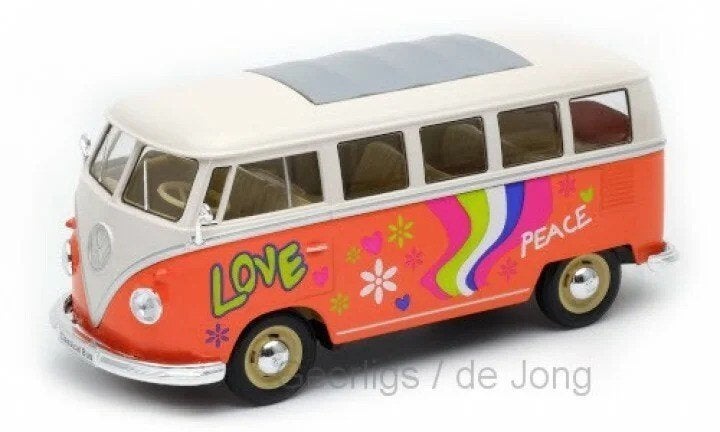 VW T1 BUS 'FLOWER POWER' 1963, Hobby en Vrije tijd, Modelauto's | 1:24, Ophalen of Verzenden, Nieuw, Auto, Welly
