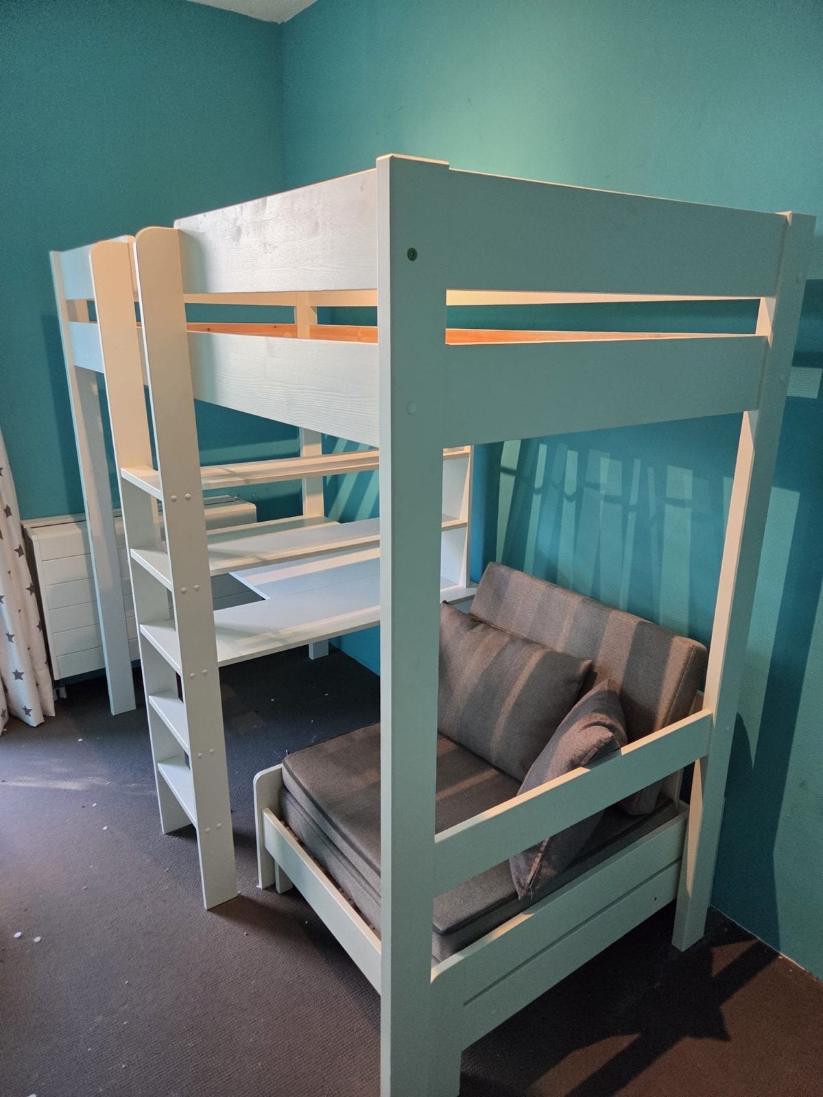 Wehkamp Hoogslaper met bureau, bankje en lattenbodem, Ophalen, Gebruikt, Eenpersoons, 200 cm