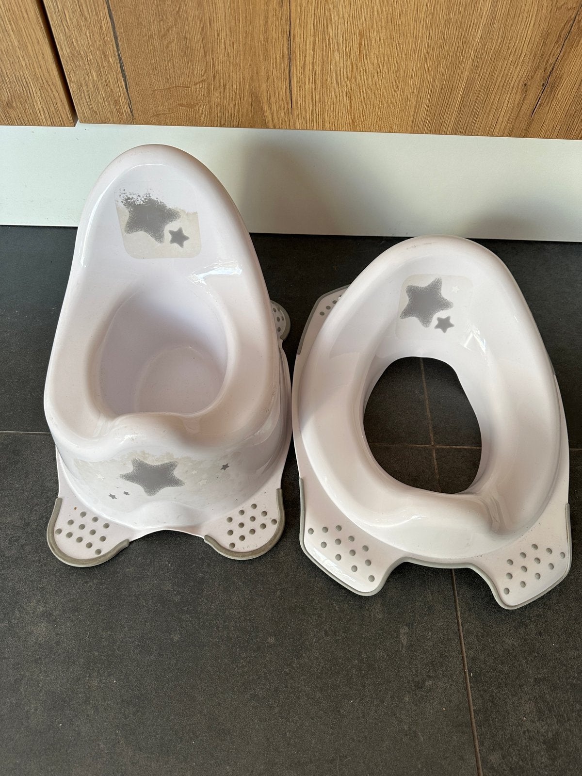 Baby potje en zitverkleiner met sterrenprint, Ophalen, Gebruikt