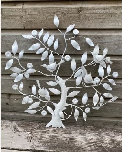 Wanddecoratie Levensboom met vogeltjes, Metaal, Gebruikt, Wandhanger, 60 cm