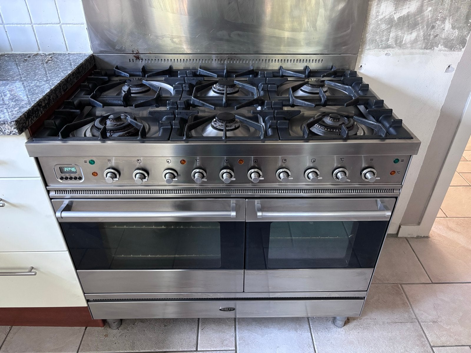 Boretti gasfornuis 100cm met Dubbele Oven en 6 Gasbranders, Ophalen, Gebruikt, 60 cm of meer, Gas