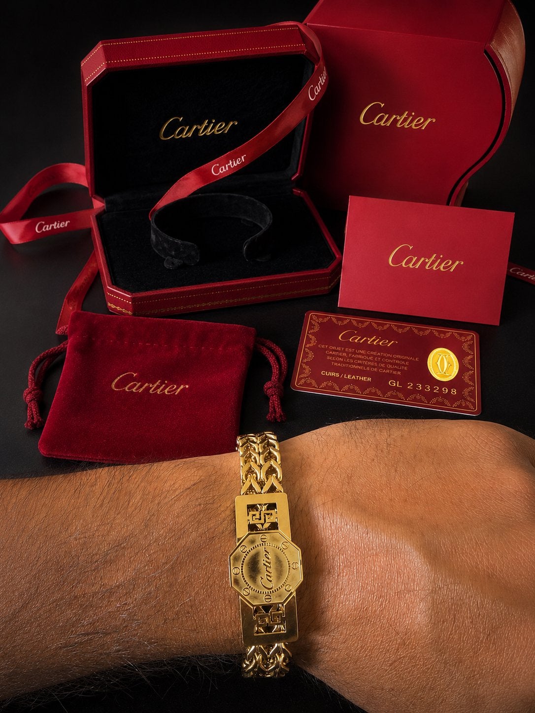 Cartier Herenarmband Goudkleurig Roestvrij Staal + Cadeau, Ophalen of Verzenden, Nieuw, Goud, Staal