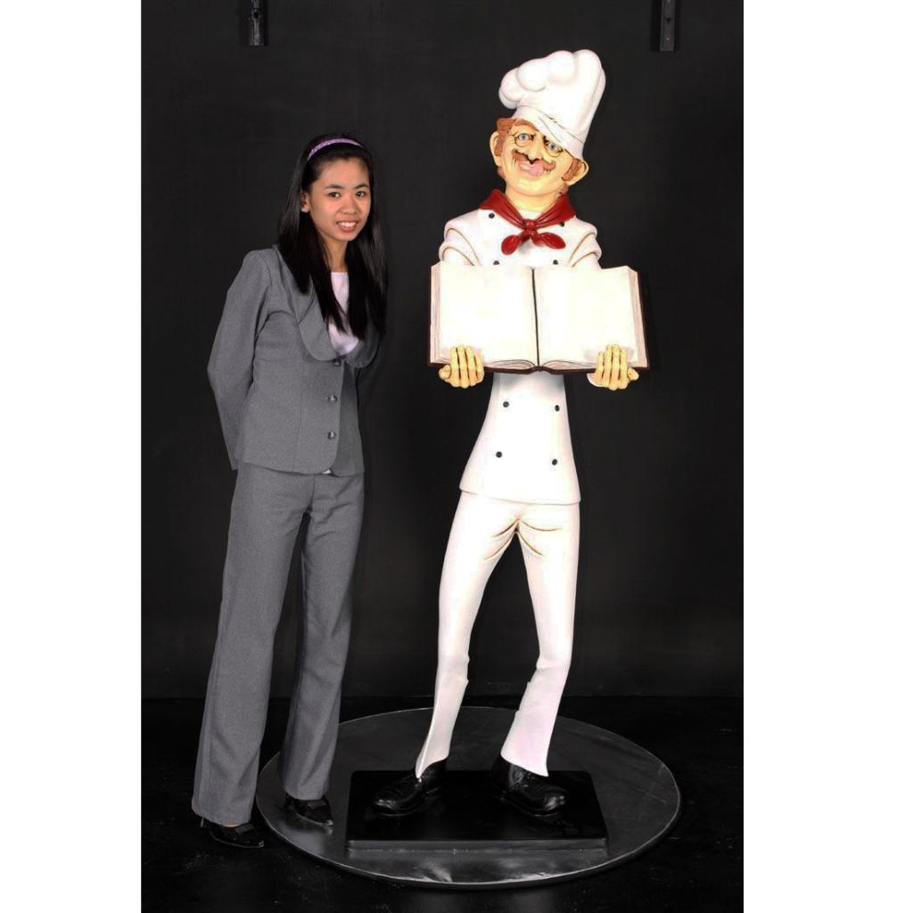 Chef with Menubord Holder beeld – Kok Hoogte 179 cm, Ophalen, Nieuw