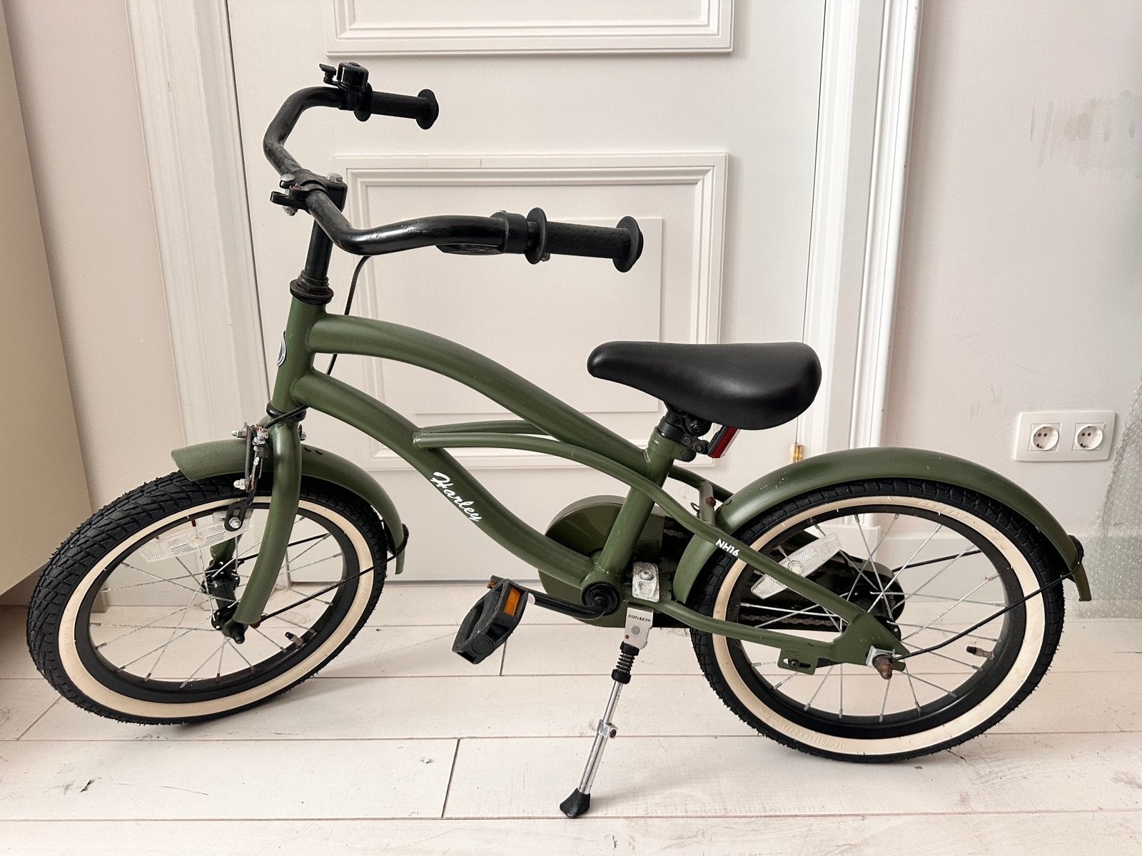 Nogan Harley Kinderfiets 16 inch legergroen, Ophalen, Zo goed als nieuw, 16 tot 20 inch
