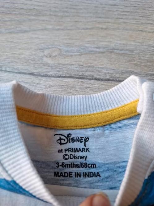 Wit blauw gestreept Mickey tshirt maat 68 h3, Jongetje of Meisje, Onbekend, Ophalen of Verzenden, Zo goed als nieuw