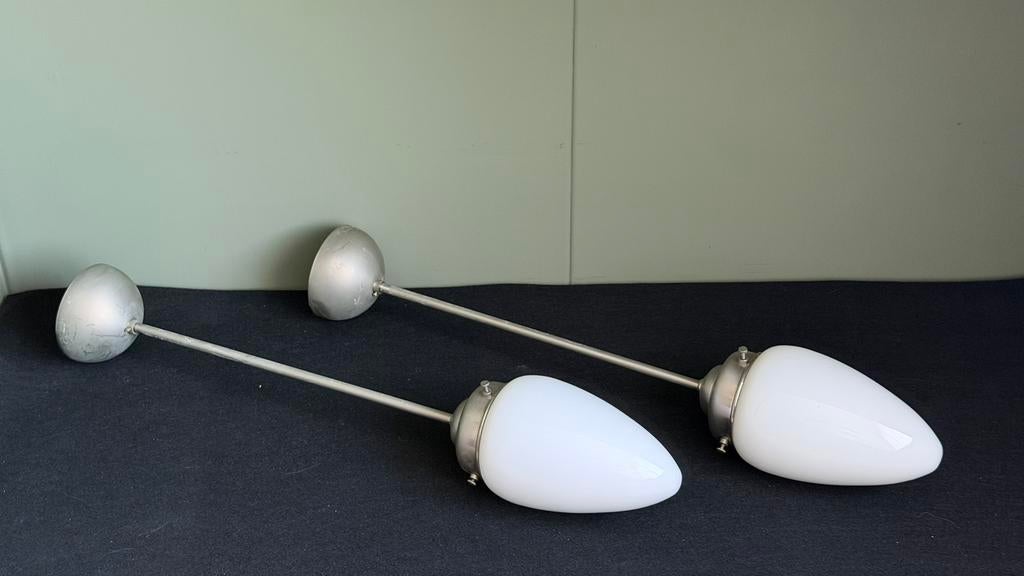 Vintage hanglamp pendellamp Giso Gispen art deco Menhir, Huis en Inrichting, Lampen | Hanglampen, Gebruikt, 50 tot 75 cm, Ophalen of Verzenden