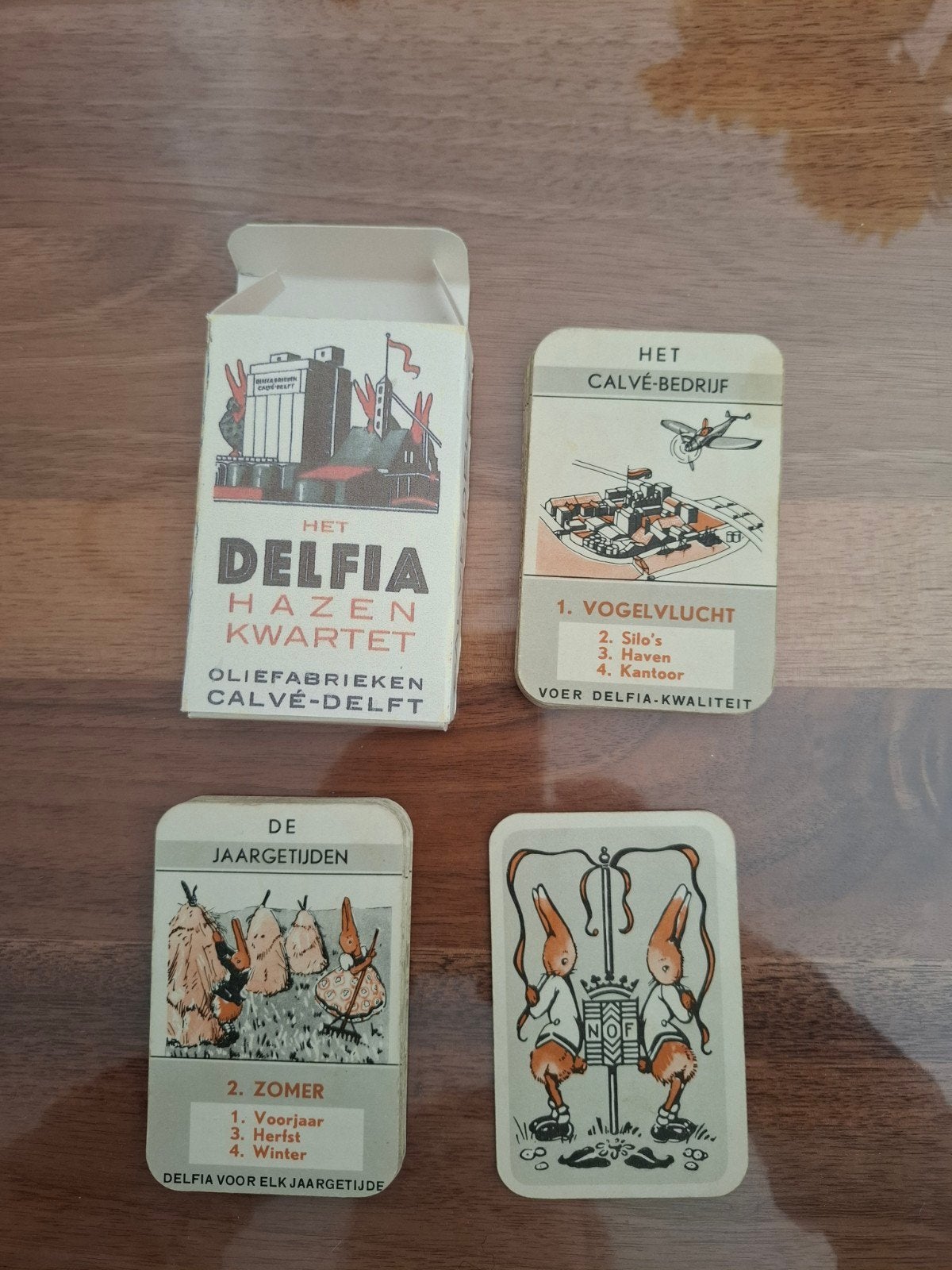 Vintage Delfia Hazen Kwartet Olie Fabrieken Calvé-Delft, Verzamelen, Overige Verzamelen, Ophalen of Verzenden, Gebruikt