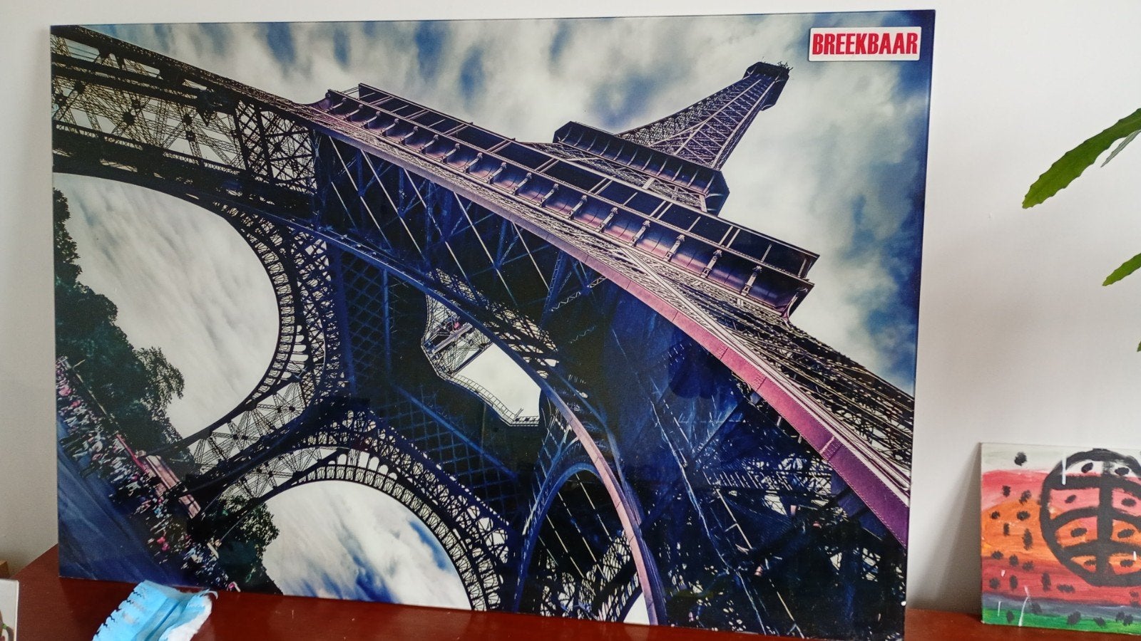 Eiffeltoren Glasplaat Fotoprint- Parijs Kunst aan de Muur, 50 – 75, Gebruikt, Ophalen of Verzenden, Schilderij