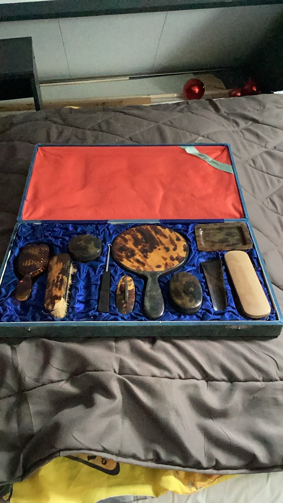 Vintage Schildpad Toilettas Set in Originele Doos, Antiek en Kunst, Ophalen