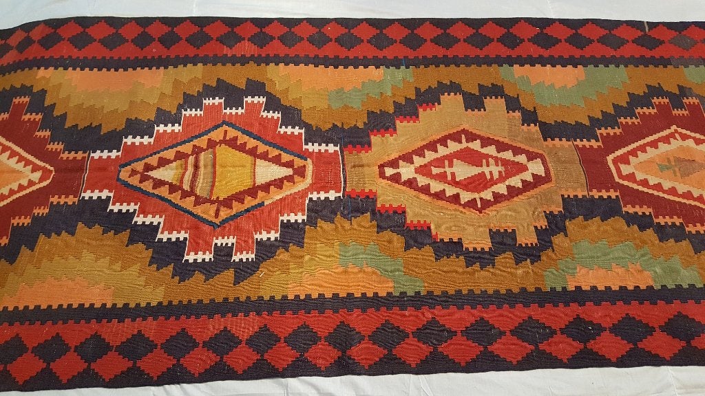 Antiek Sahsevan kelim 358x141/Perzische tapijt/Loper/Oosters, Ophalen of Verzenden