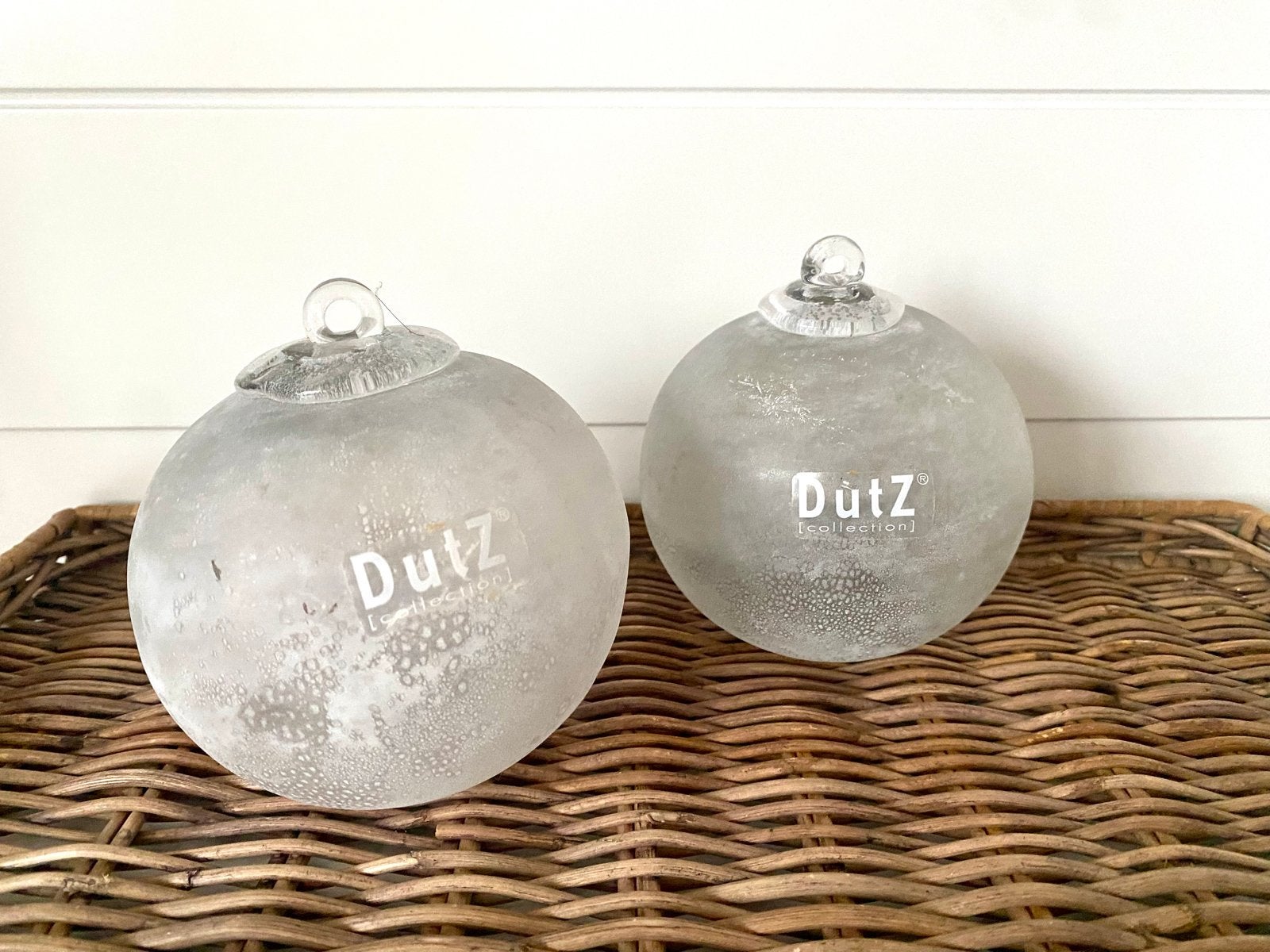 Dutz grote kerstballen glas , 2 stuks, Ophalen of Verzenden