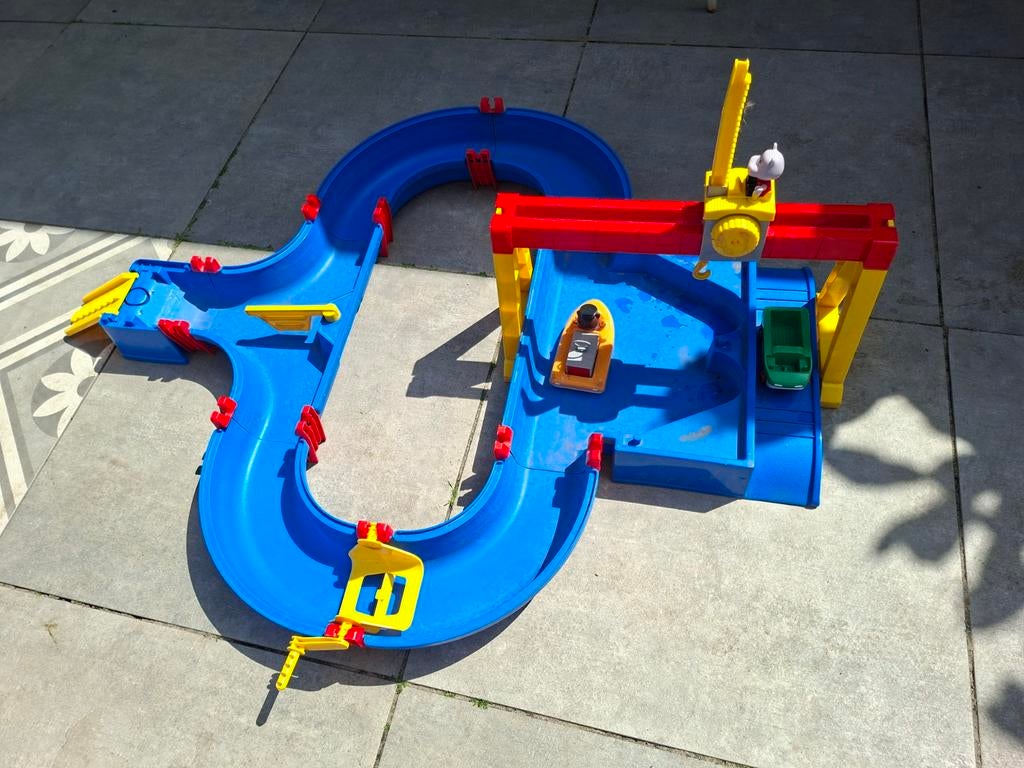 Aquaplay 1532 Container Port Waterbaan met Kraan en Figuren, Kinderen en Baby's, Ophalen of Verzenden, Gebruikt
