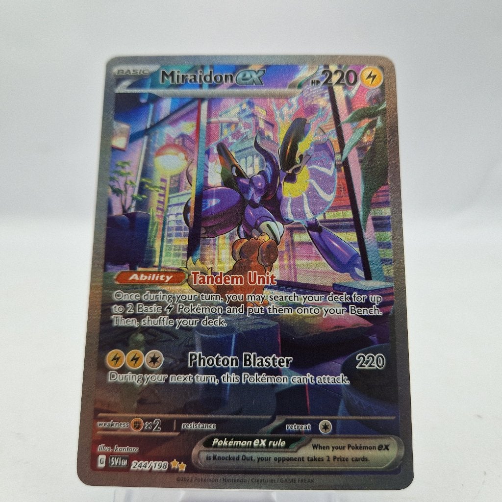 Miraidon EX 244/198 Pokemon kaart || Nu € 23.99, Ophalen of Verzenden, Gebruikt, Losse kaart
