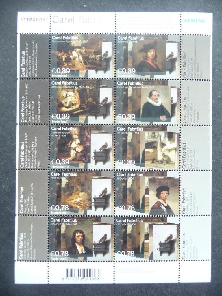 Nederland 2004, Velletje van 10 'Carel Fabritius', Ophalen of Verzenden, Buitenland