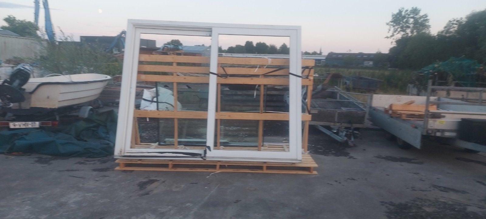 Gebruikt kunststof kozijn met HR++ glas, 2730x2160 mm, Gevelraam of Ruit, Gebruikt, Dubbelglas, 160 cm of meer
