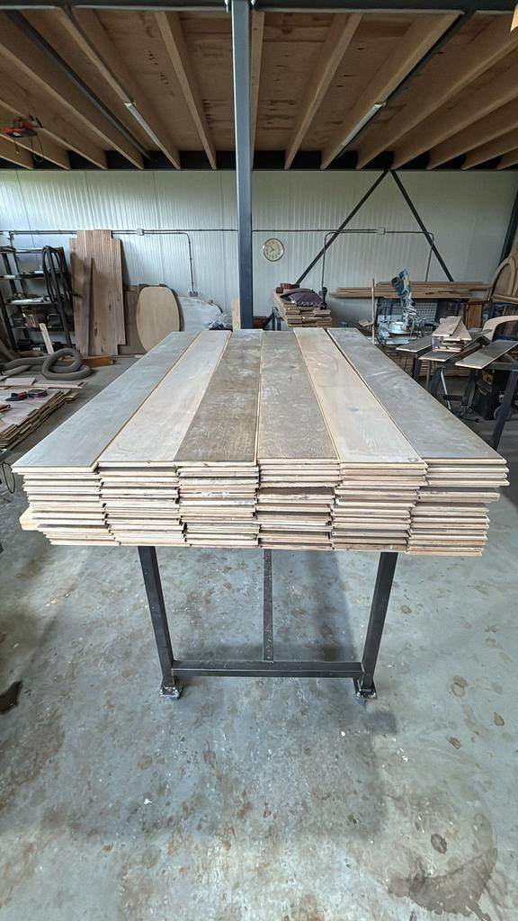 Schone eiken multivloer +/-34m2 18b 200l 1.8dik 5mm toplaag, Zo goed als nieuw, 10 m² of meer, 10 tot 30 cm, Hout