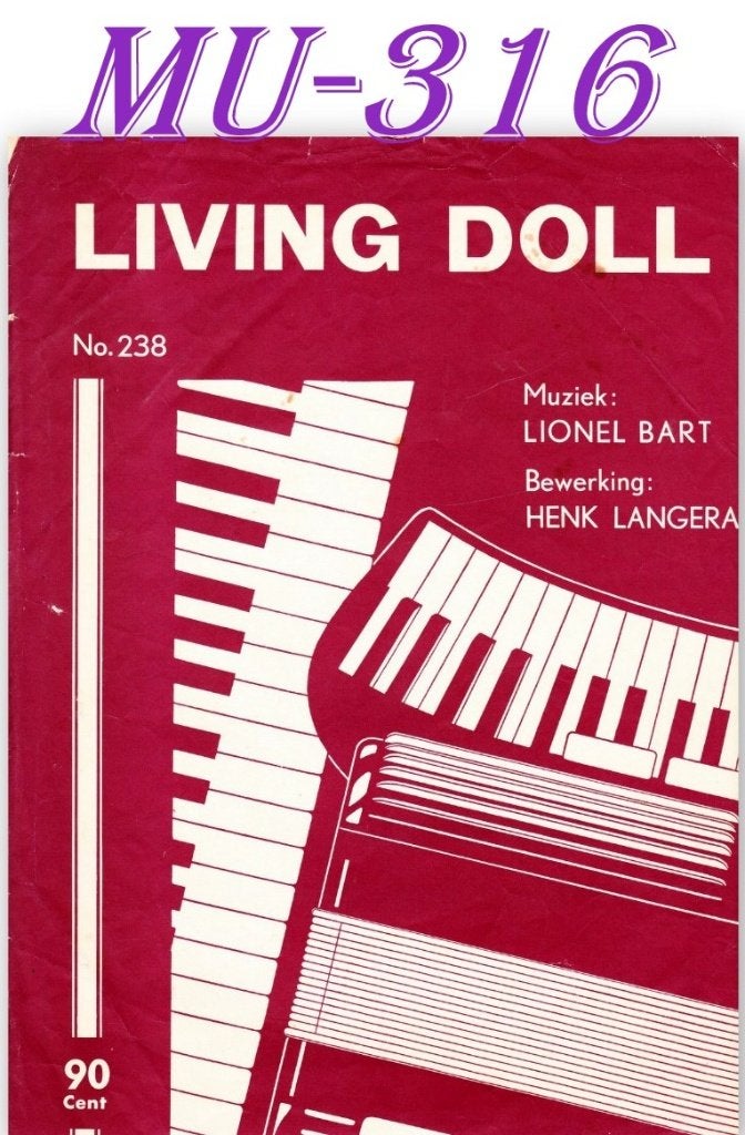 MU316 Bladmuziek Living Doll ( piano ), Gebruikt, Klassiek, Ophalen of Verzenden, Artiest of Componist