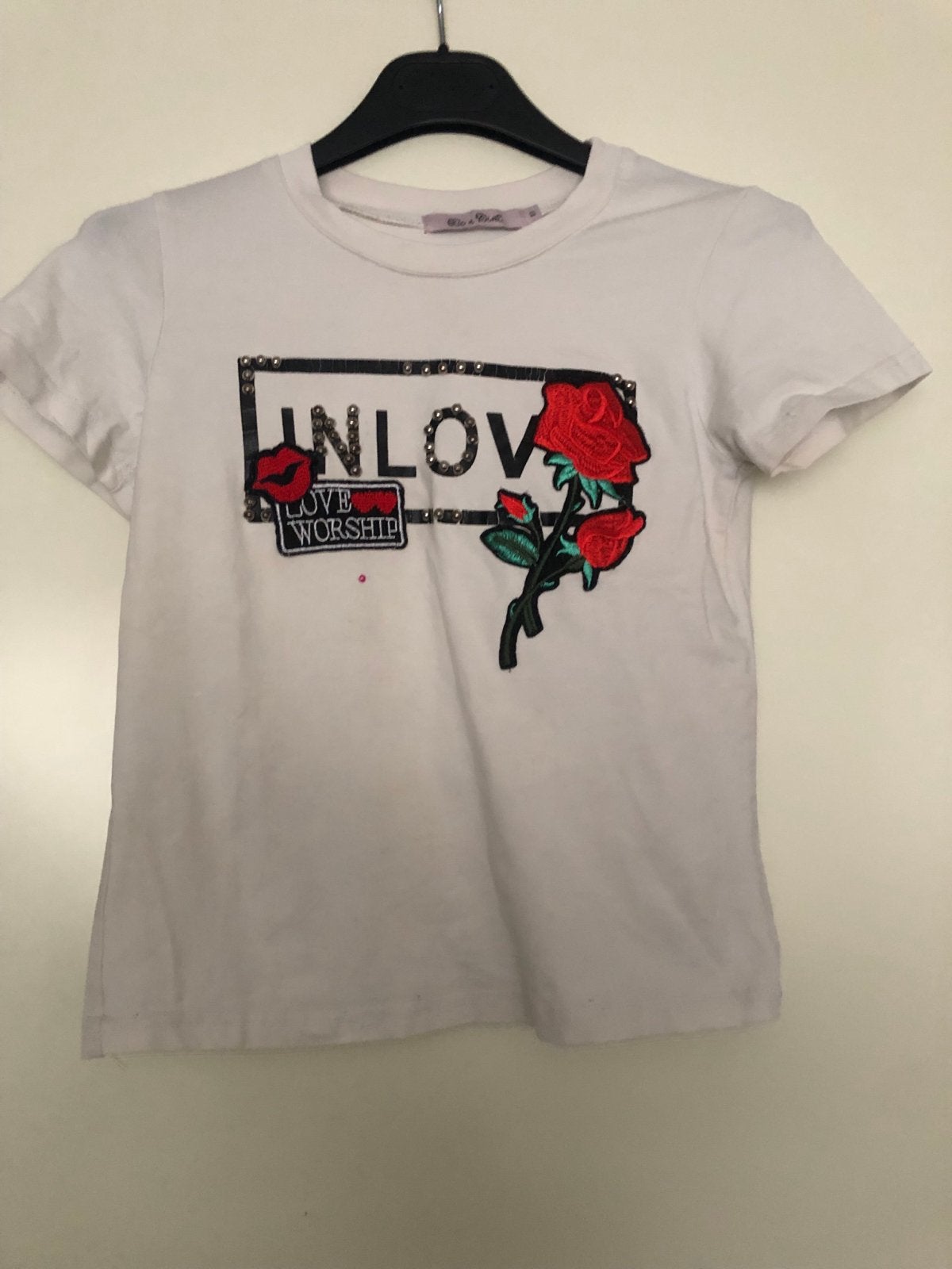 Wit T-shirt met rozen en studs - 'Be a Diva', Ophalen of Verzenden, Meisje, Shirt of Longsleeve