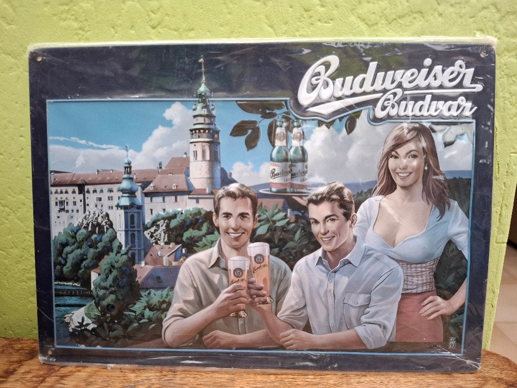 reclamebord Budweiser Budvar (nieuw in verpakking), Ophalen of Verzenden, Nieuw, Reclamebord, Plaat of Schild, Overige merken